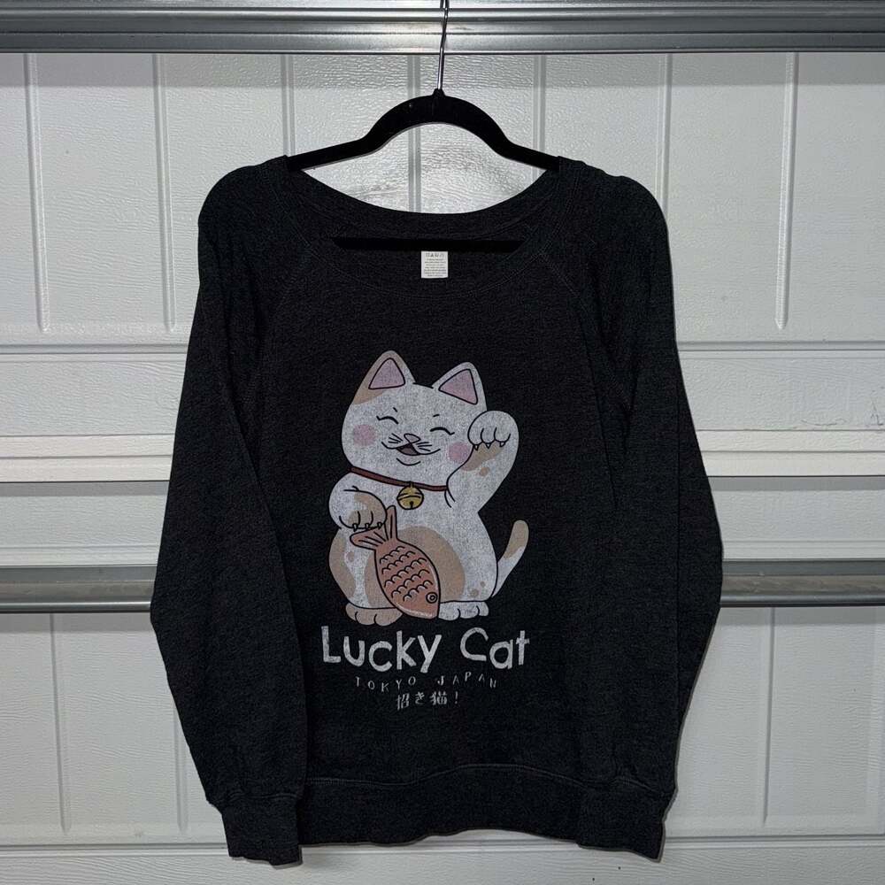 NWOT Japanese Lucky Cat Crewneck Sweatshirt (S)